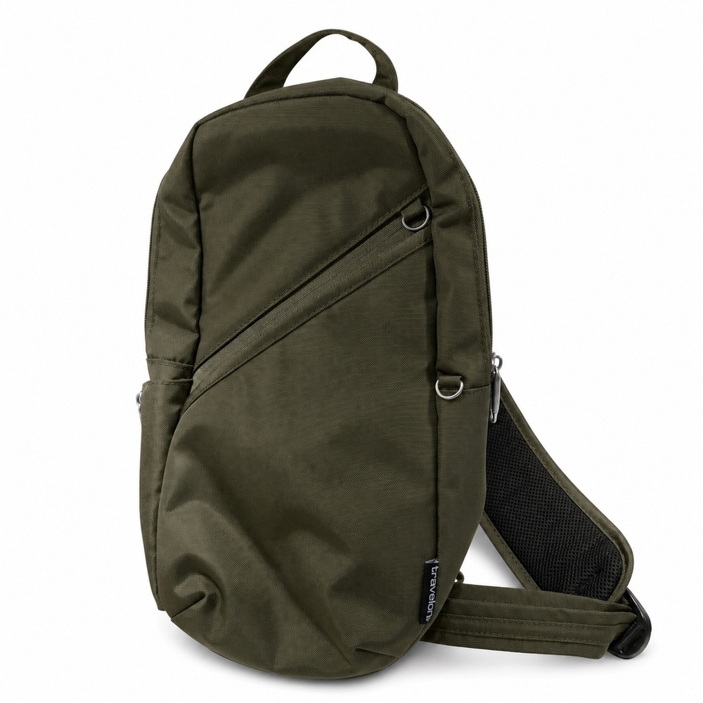Travelon Classic Anti Theft Sling Bag NEW Olive Locking Zippers Crossbody Pocket